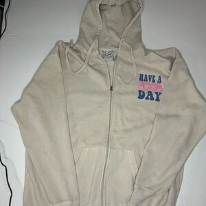 Vintage Beige Hoodie with Graphic Print